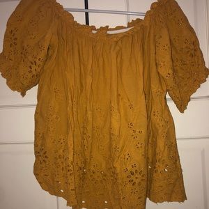 Yellow Off the Shoulder short Sleeve top